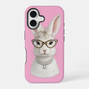 Funda Para iPhone 16 Conejo de Moda Divertido con Gafas de Leopardo