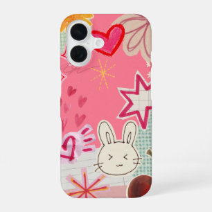 Funda Para iPhone 16 Conejo Y2K, estética de corazones y estrellas