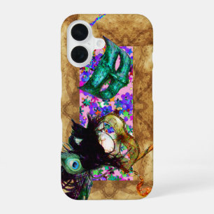 Funda Para iPhone 16 confeti de pergamino para MARDI GRAS MASQUERADE