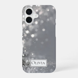 Funda Para iPhone 16 Confeti plateado que cae sobre gris