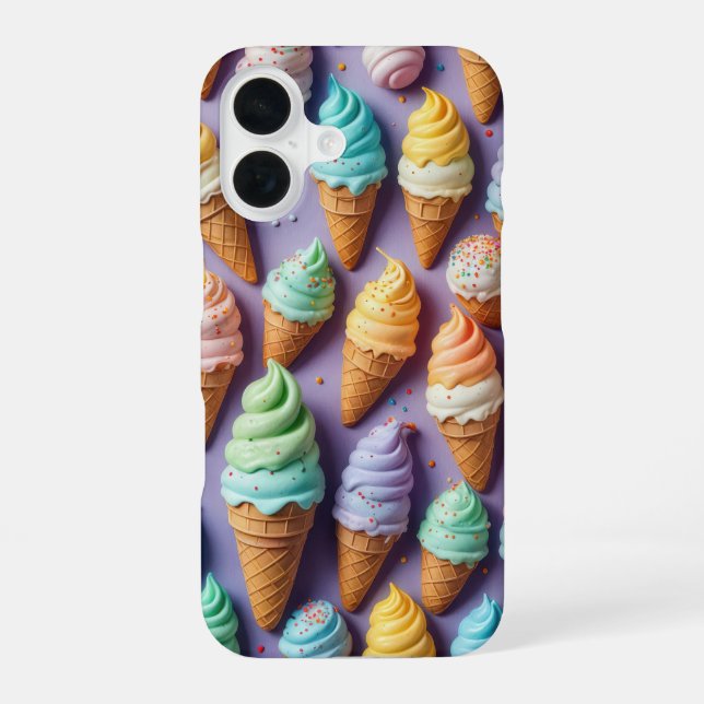 Funda Para iPhone 16 Conos de helado con sprinkles  (Reverso )
