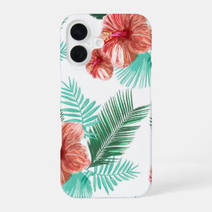 Funda Para iPhone 16 Coral Hibiscus & Palm – Floral Tropical Audaz