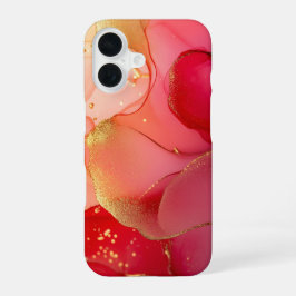 Funda Para iPhone 16 Coraline Éclat Luxury Coral Red Watercolor Gold