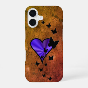 Funda Para iPhone 16 Corazón arcoiris y mariposa