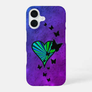 Funda Para iPhone 16 Corazón arcoiris y mariposa