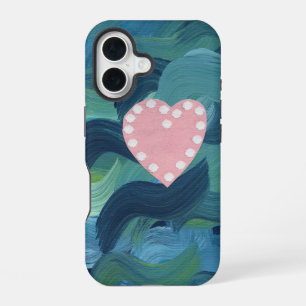 Funda Para iPhone 16 Corazón con conchas marinas y olas del océano