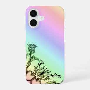 Funda Para iPhone 16 Corazón con Flor y Mariposa
