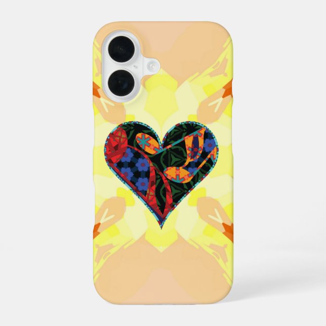 Funda Para iPhone 16 Corazón con Patrón de Nota Musical (Reverso )