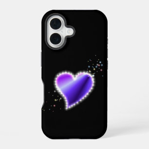 Funda Para iPhone 16 Corazón de Arcoíris Morado con Estrellas sobre neg