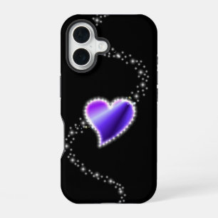Funda Para iPhone 16 Corazón de Arcoíris Púrpura con Estrellas sobre ne