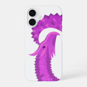 Funda Para iPhone 16 Corazón de dragón brillante púrpura sobre blanco