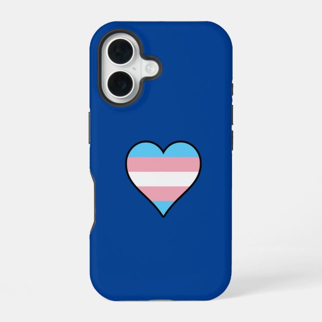 Funda Para iPhone 16 Corazón del Orgullo Trans (Reverso )