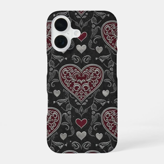 Funda Para iPhone 16 Corazón Negro (Reverso )