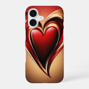 Funda Para iPhone 16 Corazón Rojo Brillante Con Resplandor Romántico Os