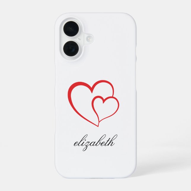 Funda Para iPhone 16 corazón rojo con fondo personalizado (Reverso )