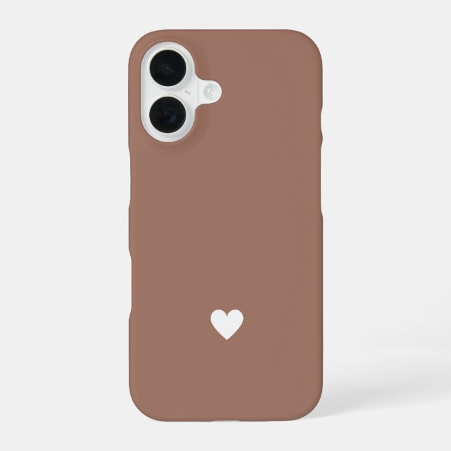 Funda Para iPhone 16 Corazón Simple Mocha Marrón Chic Amor Moderno (Reverso )