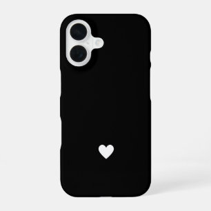 Funda Para iPhone 16 Corazón Simple Negro y Blanco Amor Moderno Chic