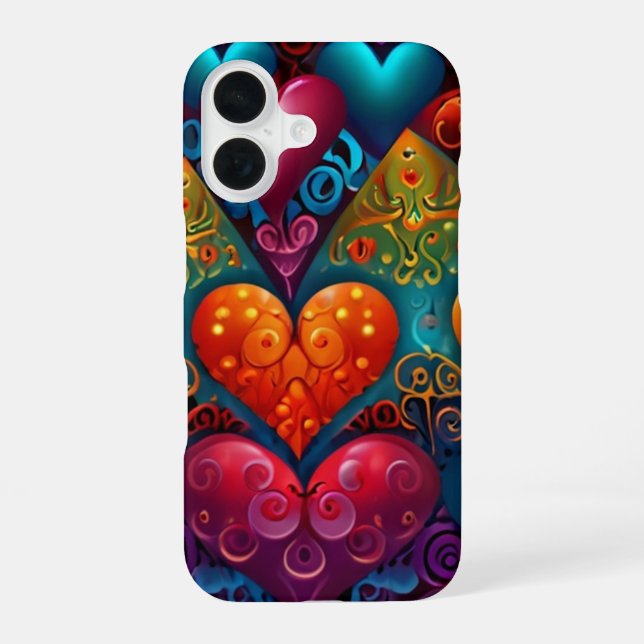 FUNDA PARA iPhone 16 CORAZONES (Reverso )