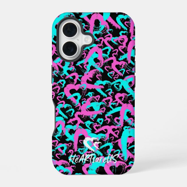 Funda para iPhone 16 Corazones Abstractos (Reverso )