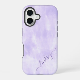 Funda Para iPhone 16 Corbata Morada Dye Caligrafía Nombre Personalizado