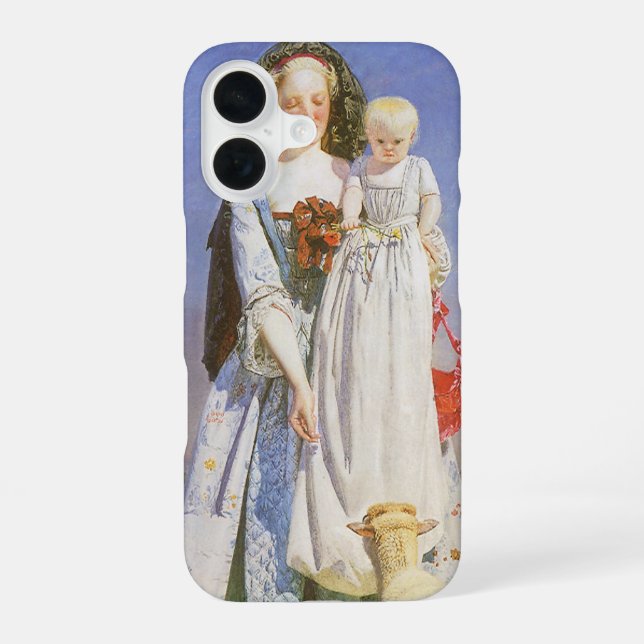 Funda Para iPhone 16 Corderitos Pretty Baa de Ford Madox Brown (Reverso )
