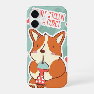 Funda Para iPhone 16 Corgi Cutie Boba Love Funny Dog Phone