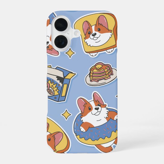 Funda Para iPhone 16 Corgis Desayuno Donut Adorable (Reverso )