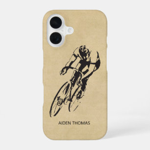 Funda Para iPhone 16 Corredor de carretera ciclista con nombre