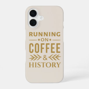 Funda Para iPhone 16 Corriendo con Café e Historia – Cita Destacada