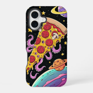 Funda Para iPhone 16 Cosmic Pizza Slice: Aventura espacial excéntrica