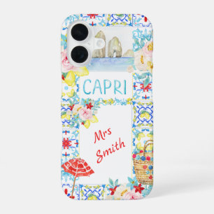 Funda Para iPhone 16 Costa Amalfitana Capri Azulejos Azules Nupcial