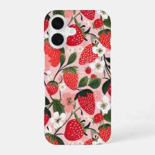 Funda Para iPhone 16 Cottagecore Romántico Fresa Botánica