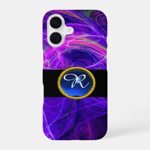 FUNDA PARA iPhone 16 CRAZY FOTON AZUL SAPPHIRE GEM STONE MONOGRAM