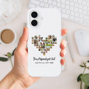 Funda Para iPhone 16 Crea tu propio collage de fotos en forma de corazó