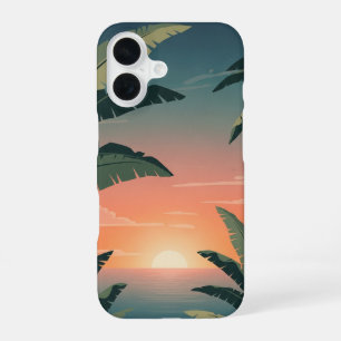 Funda Para iPhone 16 Crepúsculo Tropical Retro