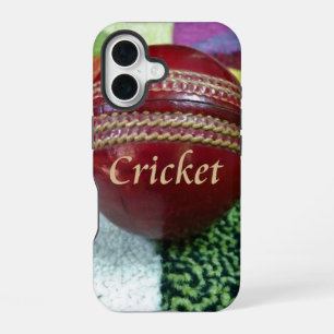 Funda Para iPhone 16 Críquet: Impresión artística de pelota dura roja