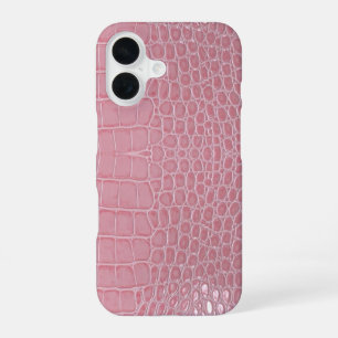 Funda Para iPhone 16 Crocodilo de cuero rosa Estética