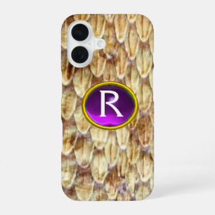 Funda Para iPhone 16 CROTALUS Piel de Serpiente Impresa Gema Púrpura Mo