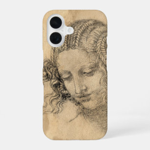Funda Para iPhone 16 Cuaderno de bocetos de Leonardo DaVinci Mujer Perg