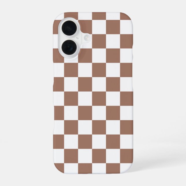 Funda Para iPhone 16 Cuadrados de cheques mocha retro geométrico blanco (Reverso )