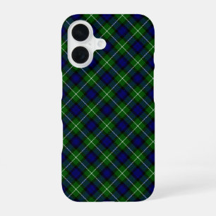 Funda Para iPhone 16 Cuadro escocés azul verde Lamont tartan