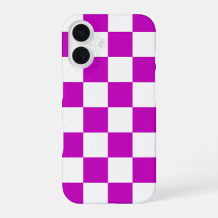 Funda Para iPhone 16 Cuadro Vichy Blanco y Morado