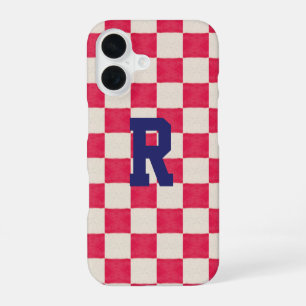 Funda Para iPhone 16 Cuadros rojos y blancos