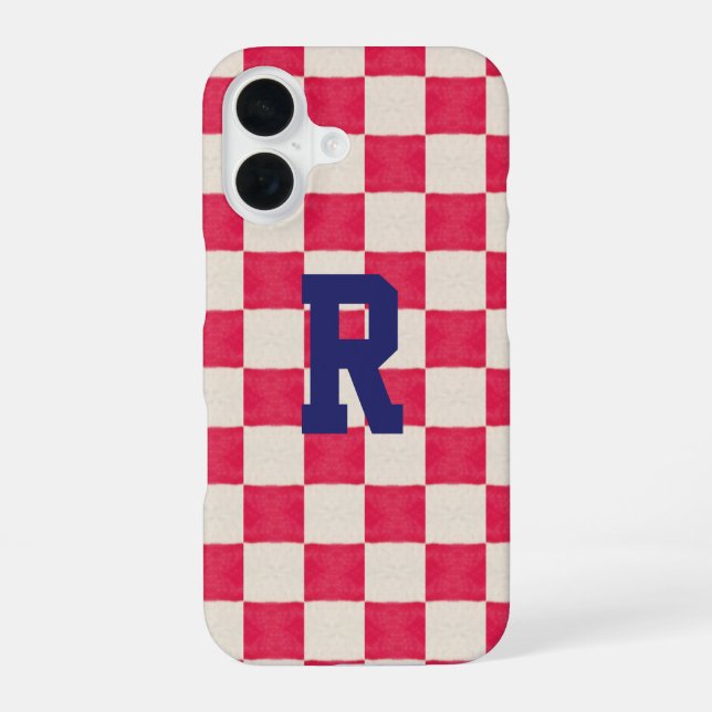 Funda Para iPhone 16 Cuadros rojos y blancos (Reverso )