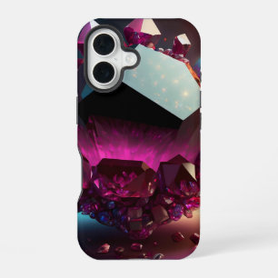 Funda Para iPhone 16 Cuarzo Fantasía Resplandor Granate Piedra de Nacim