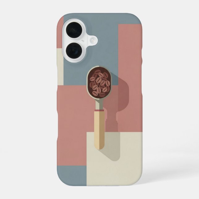 Funda Para iPhone 16 Cuchara Retro y Granos de Café (Reverso )