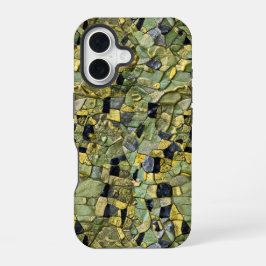 Funda Para iPhone 16 Cuero De Cocodrilo Dragón Amarillo Verde