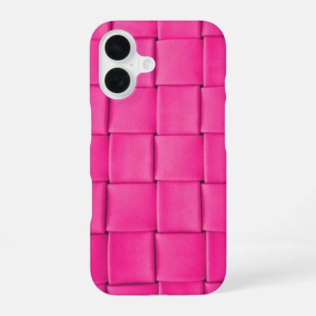 Funda Para iPhone 16 Cuero tejido rosa (Reverso )