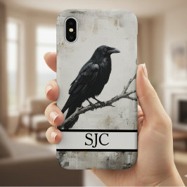Funda Para iPhone 16 Cuervo Académico Oscuro Monograma Moody Raven