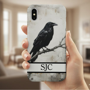 Funda Para iPhone 16 Cuervo Académico Oscuro Monograma Moody Raven